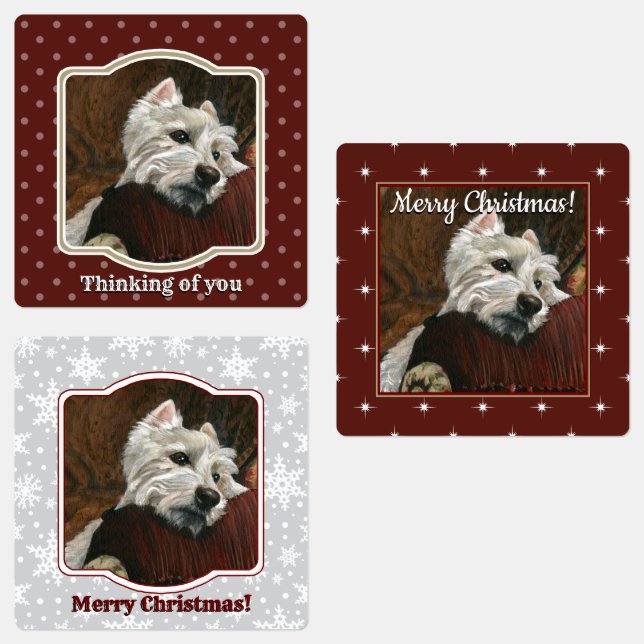 Lounging Westie on Sofa Labels (Group)