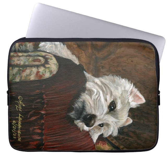 Lounging Westie on Sofa Laptop Sleeve (Front)