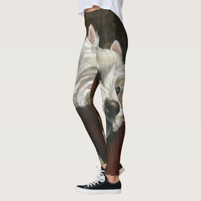 Lounging Westie on Sofa Leggings (Left)