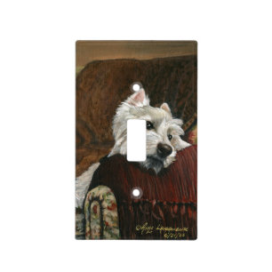 Lounging Westie on Sofa Light Switch Cover