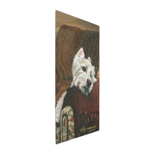 Lounging Westie on Sofa Metal Print