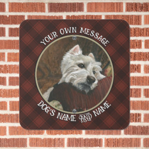 Lounging Westie on Sofa Metal Sign