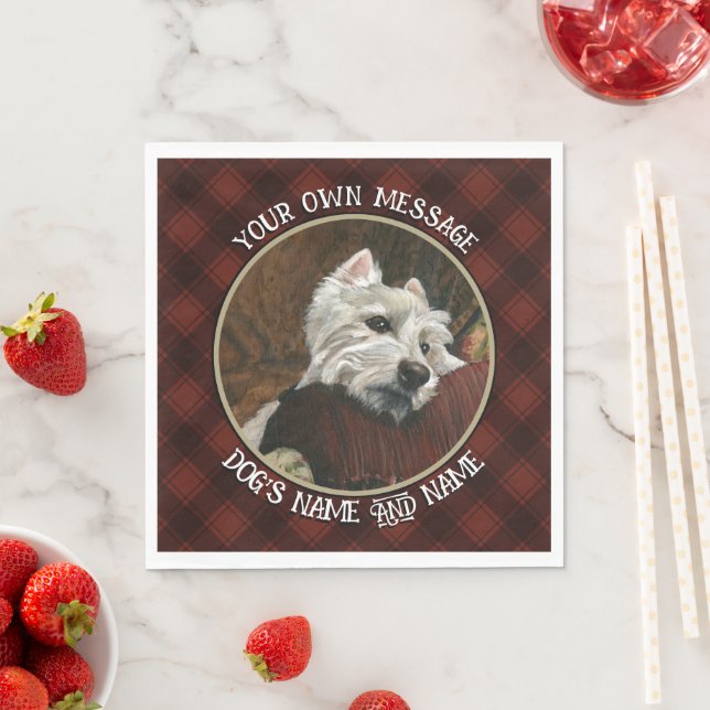 Lounging Westie on Sofa Napkins (Insitu)