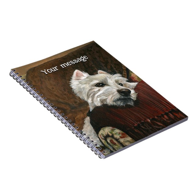 Lounging Westie on Sofa Notebook (Right Side)