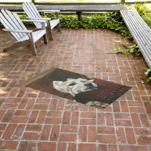 Lounging Westie on Sofa Outdoor Rug