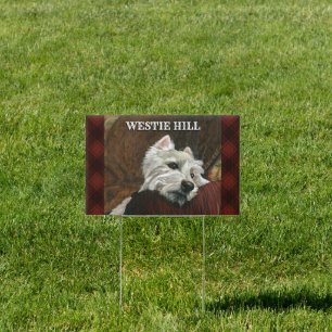 Lounging Westie on Sofa Sign