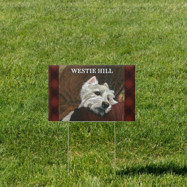 Lounging Westie on Sofa Sign (Insitu)