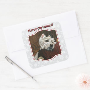 Lounging Westie on Sofa Square Sticker