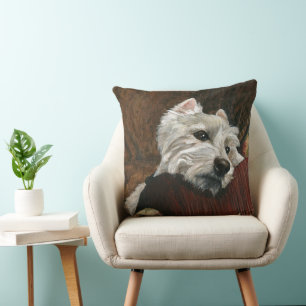 Lounging Westie on Sofa Throw Pillow