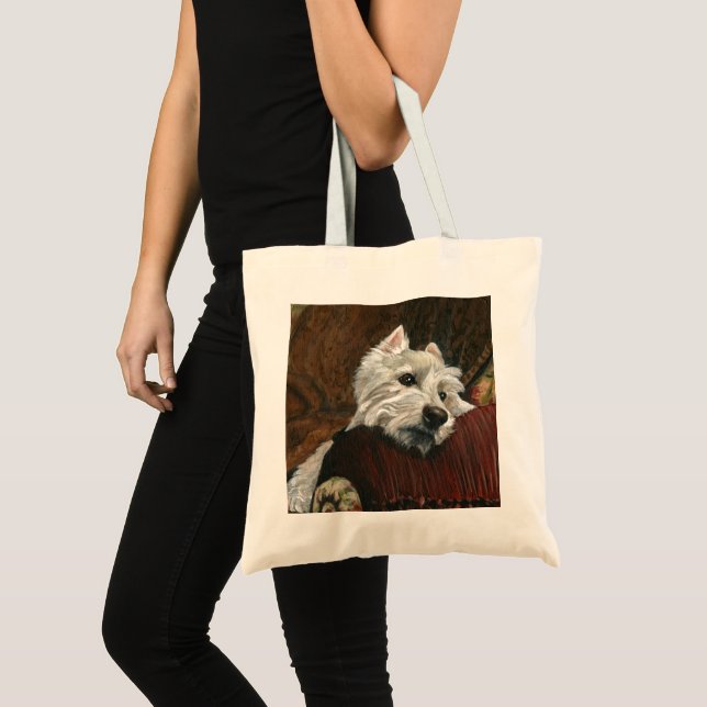 Lounging Westie on Sofa Tote Bag (Front (Product))