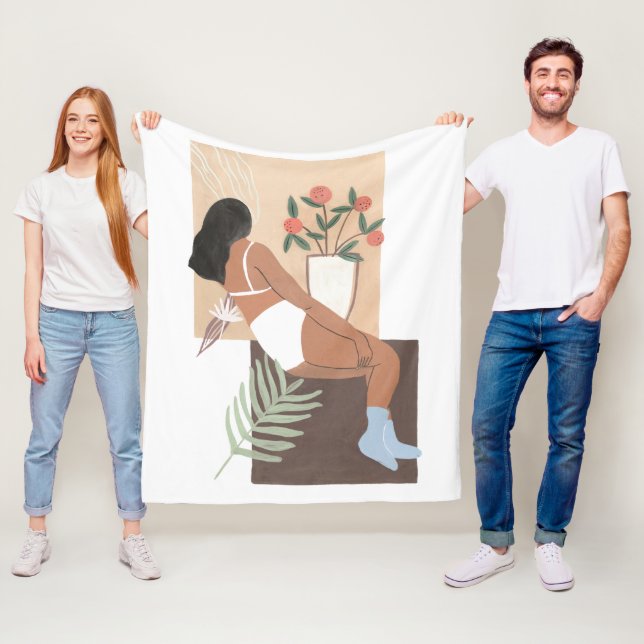 Lounging Woman Fleece Blanket (In Situ)