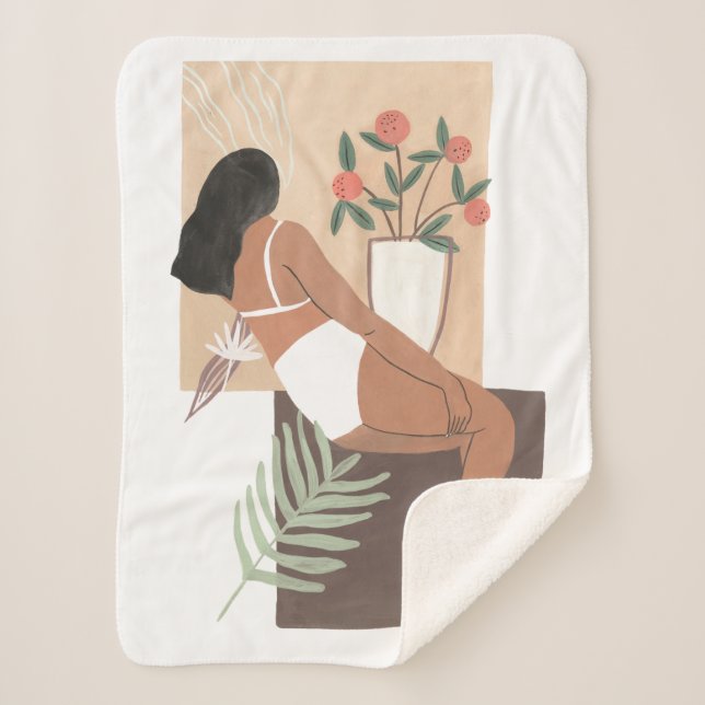 Lounging Woman Sherpa Blanket (Front)
