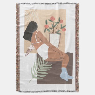 Lounging Woman Throw Blanket