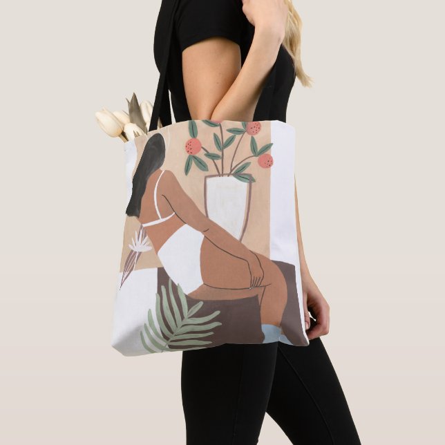 Lounging Woman Tote Bag (Close Up)