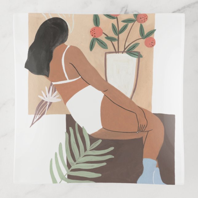 Lounging Woman Trinket Tray (Front)