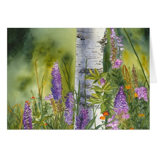 Loupins and Birch trees Cards (Front Horizontal)