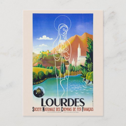 Lourdes France Vintage Poster 1939 Postcard