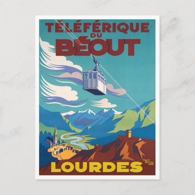 Lourdes France vintage travel Postcard (Front)