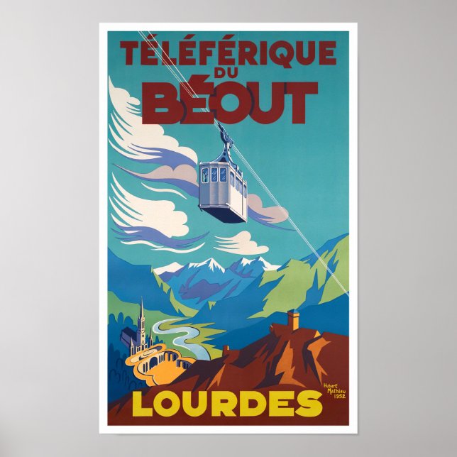 Lourdes France vintage travel Poster (Front)