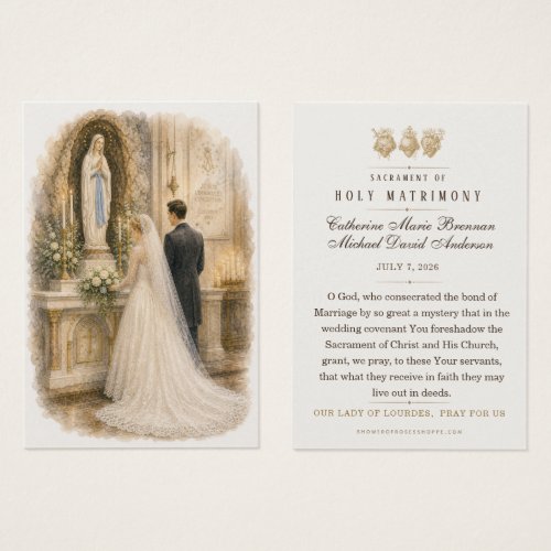 Lourdes Marian Wedding Prayer Holy Matrimony Favor