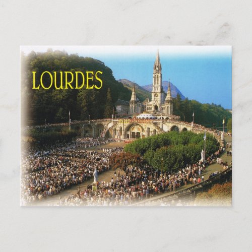 Lourdes Pilgrims in Rosary Square Postcard