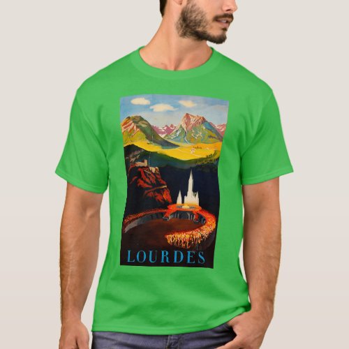 Lourdes vintage travel poster T_Shirt