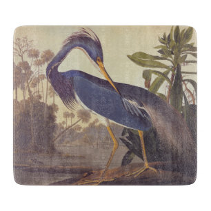 Lousiana Heron in Gray, Green, and Blue by Audubon Cutting Board