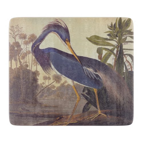 Lousiana Heron in Gray Green and Blue by Audubon Cutting Board