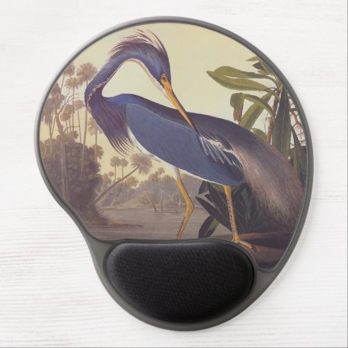 Lousiana Heron in Gray Green and Blue by Audubon Gel Mouse Pad