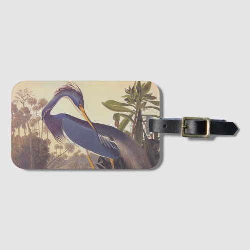Lousiana Heron in Gray Green and Blue by Audubon Luggage Tag