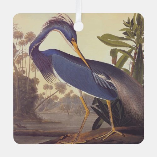 Lousiana Heron in Gray Green and Blue by Audubon Metal Ornament