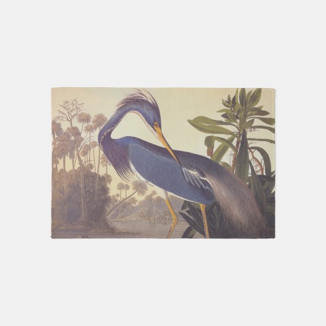 Lousiana Heron in Gray, Green, and Blue by Audubon Rug (Front)