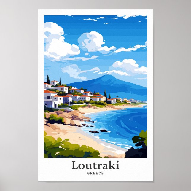 Loutraki Greece Travel Potrait Illustration Poster (Front)