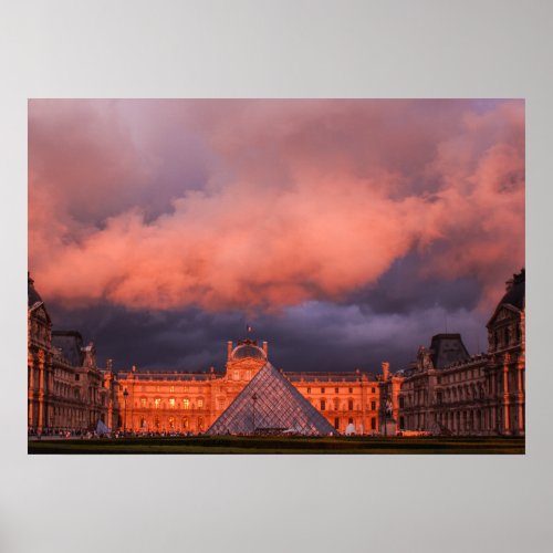 Louvre in sunset poster