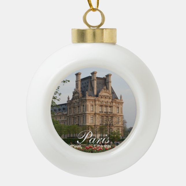 Louvre Museum Ceramic Ball Christmas Ornament (Front)
