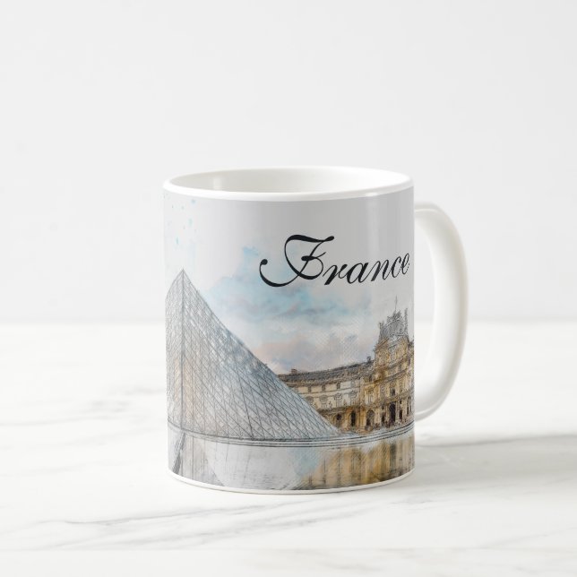 Louvre Museum Coffee Mug – Vintage Paris France  (Front Right)