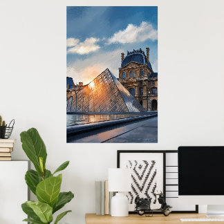 Louvre Museum Oil Painting in Day Light Poster