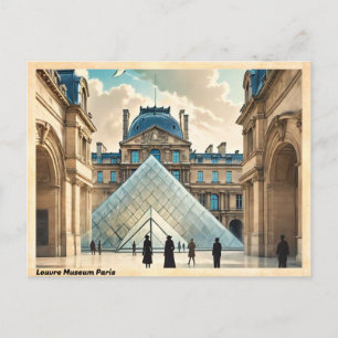 Louvre Museum Paris Vintage Travel Postcard