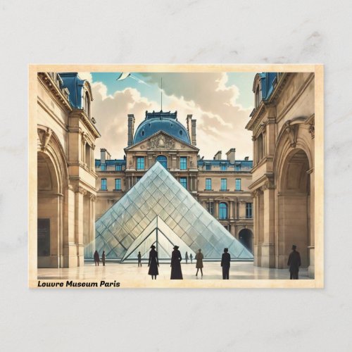 Louvre Museum Paris Vintage Travel Postcard
