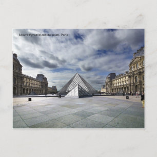 Louvre Pyramid and Museum in Paris. Postcard
