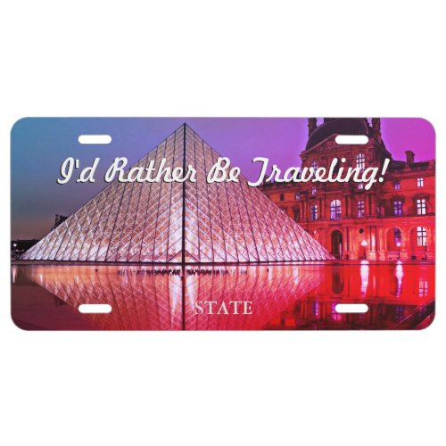 Louvre Pyramid at Night DIY Message  Photo Vs 3 License Plate