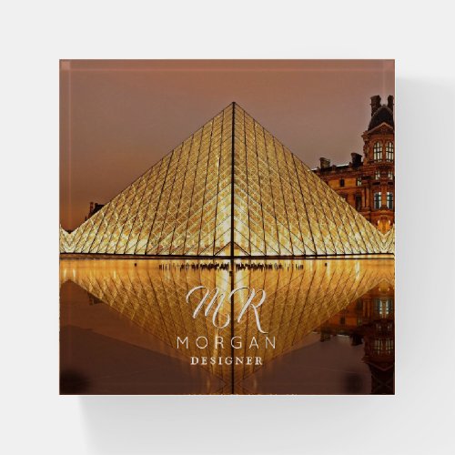 Louvre Pyramid DIY Name  Monogram Extra Text Paperweight