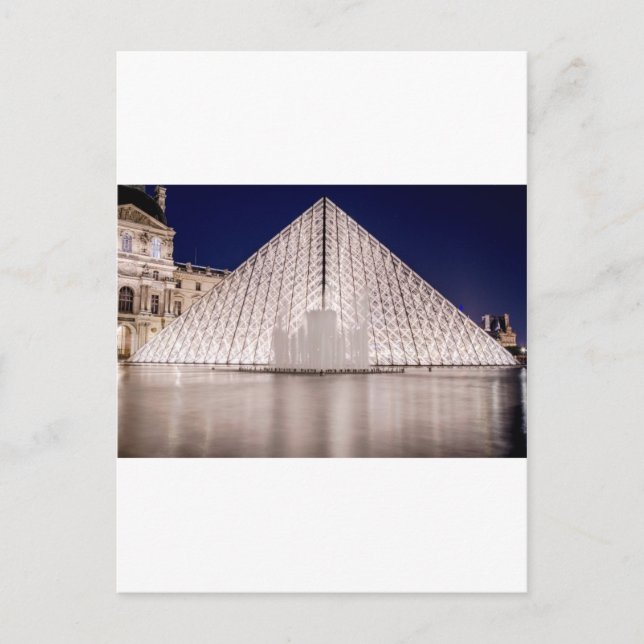 louvre pyramid france paris at night postcard (Front)