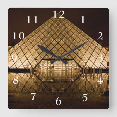 Louvre Pyramids Square Wall Clock