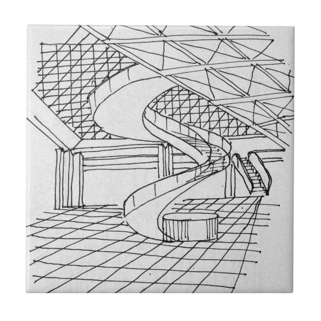 Louvre Underneath the Pyramid | Paris, France Ceramic Tile (Front)