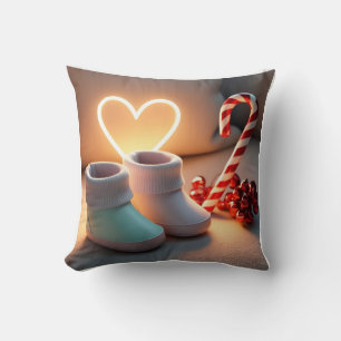 Lovable 3D Baby Booties - Double the Cuteness! Throw Pillow