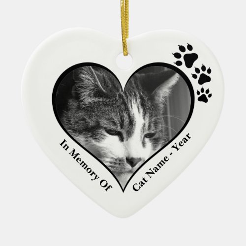 Lovable Black and White Cat Memories Ceramic Ornament