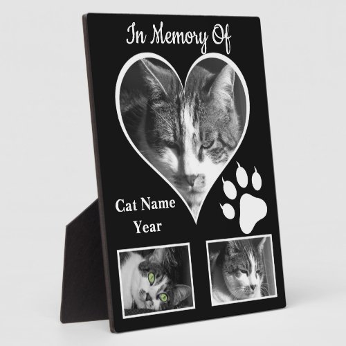 Lovable Black and White Cat Memories Plaque