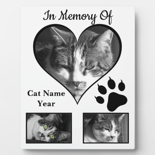 Lovable Black and White Cat Memories Plaque