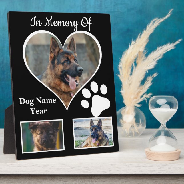 Lovable Black and White Dog Memories Plaque (Side)